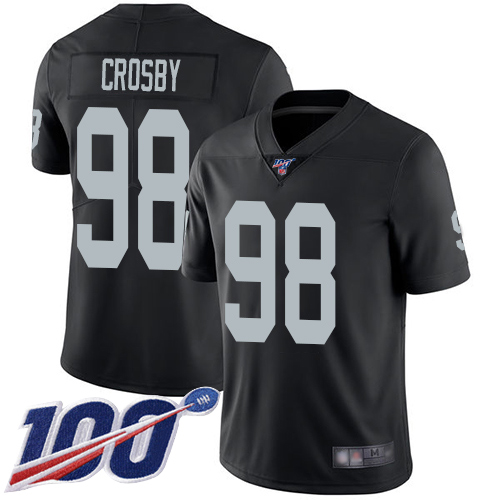 Men Oakland Raiders Limited Black Maxx Crosby Home Jersey NFL Football 98 100th Season Vapor Jersey